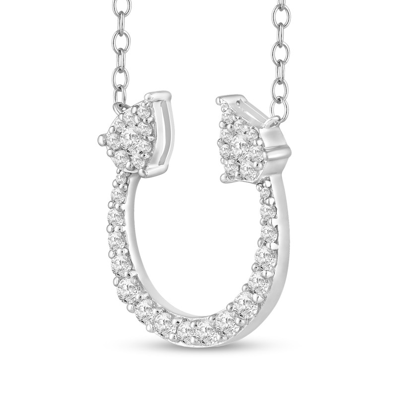 Main Image 5 of 1/3 CT. T.W. Multi-Diamond Pear Horseshoe Necklace in 10K White Gold
