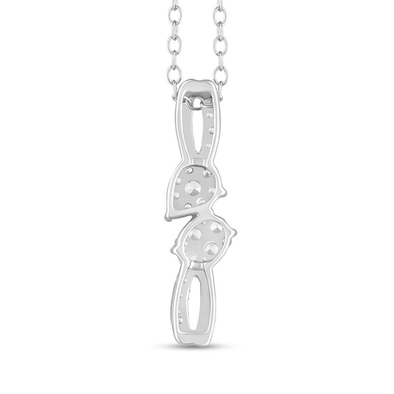 1/3 CT. T.w. Multi-Diamond Oval and Pear Ribbon Pendant in 10K White Gold