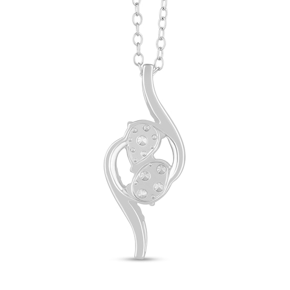 3/8 CT. T.w. Multi-Diamond Oval and Pear Open Flame Pendant in 10K White Gold