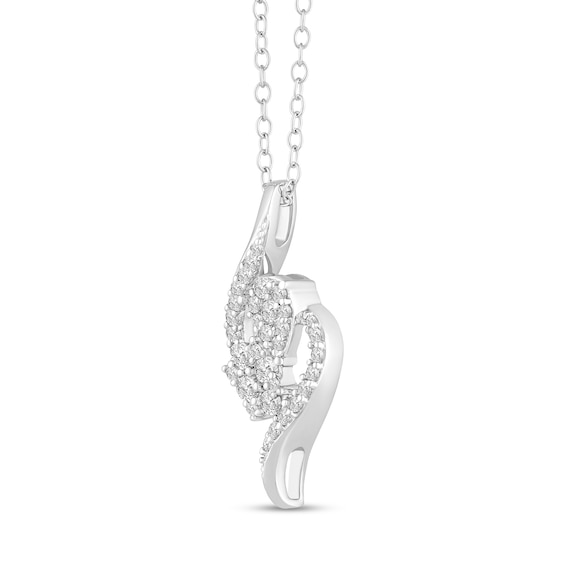 3/8 CT. T.w. Multi-Diamond Oval and Pear Open Flame Pendant in 10K White Gold