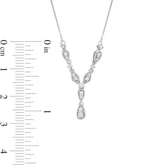 1/2 CT. T.w. Lab-Grown Diamond Y-Necklace and Earrings Set in 10K White Gold