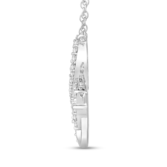 1/2 CT. T.w. Multi-Diamond Oval and Rectangle Linear Infinity Pendant in 10K White Gold