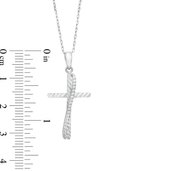1/10 CT. T.w. Diamond Crossover Cross Pendant in Sterling Silver