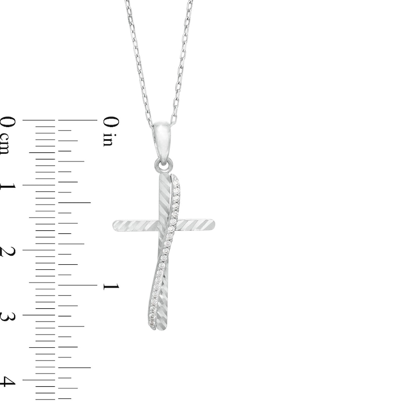 Main Image 4 of 1/10 CT. T.W. Diamond Crossover Cross Pendant in Sterling Silver