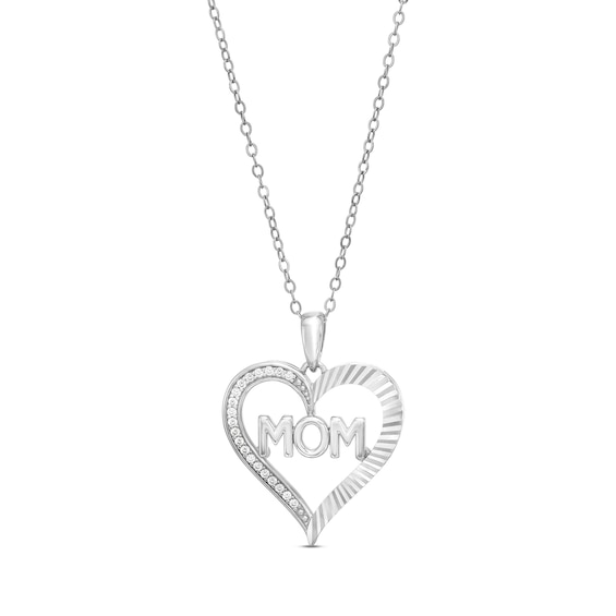1/10 CT. T.w. Diamond Mom Heart Outline Pendant in Sterling Silver