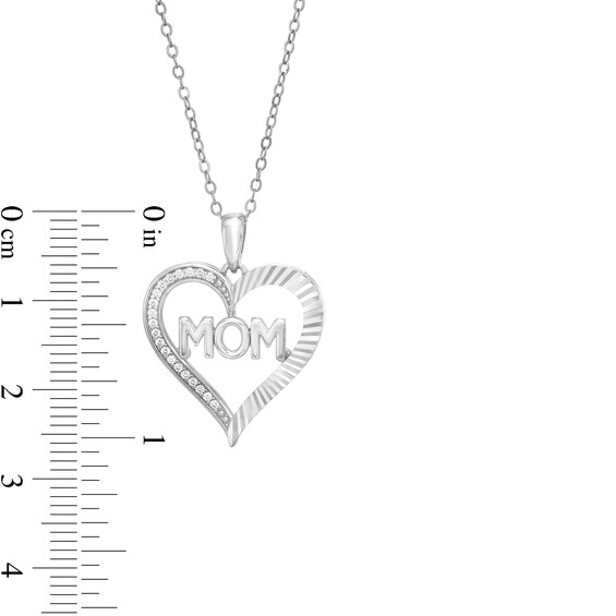1/10 CT. T.w. Diamond Mom Heart Outline Pendant in Sterling Silver