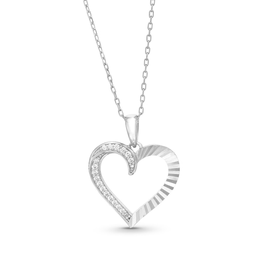 1/10 CT. T.w. Diamond Heart Outline Pendant in Sterling Silver