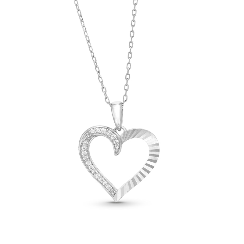 Main Image 1 of 1/10 CT. T.W. Diamond Heart Outline Pendant in Sterling Silver