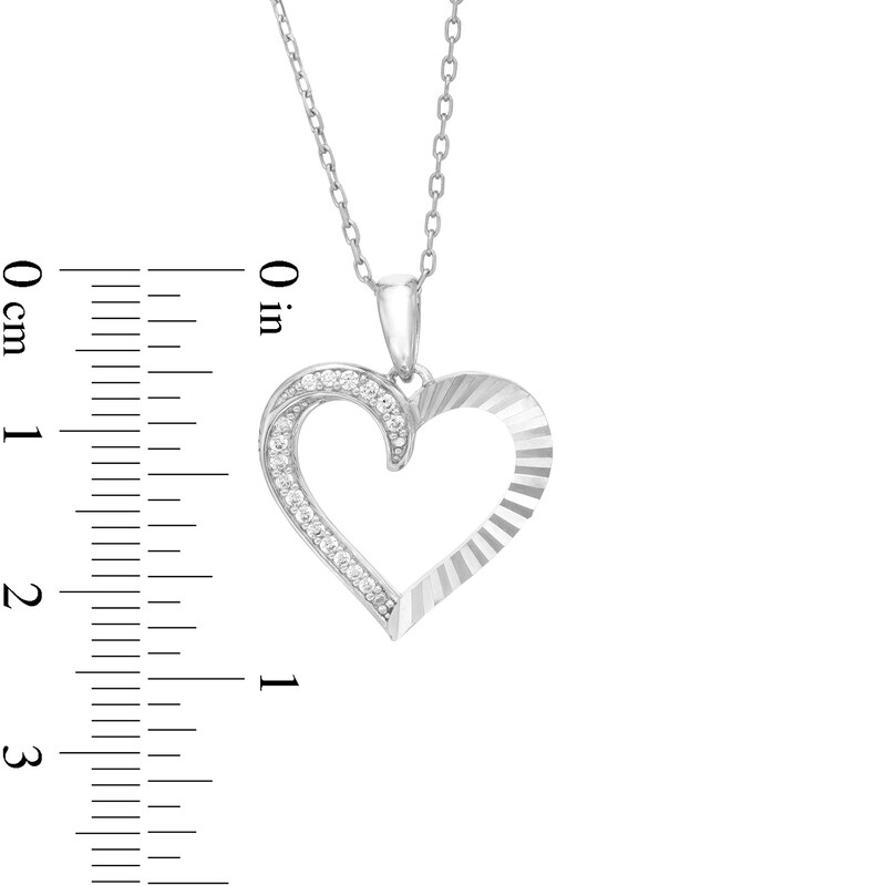 Main Image 4 of 1/10 CT. T.W. Diamond Heart Outline Pendant in Sterling Silver