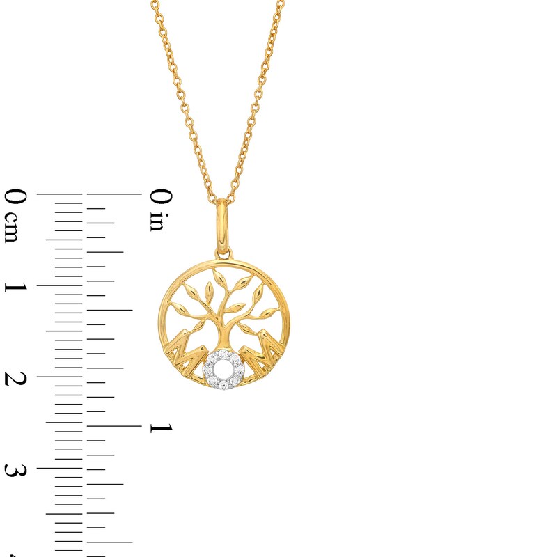 Main Image 4 of Diamond Accent "MOM" Family Tree Pendant in 10K Gold