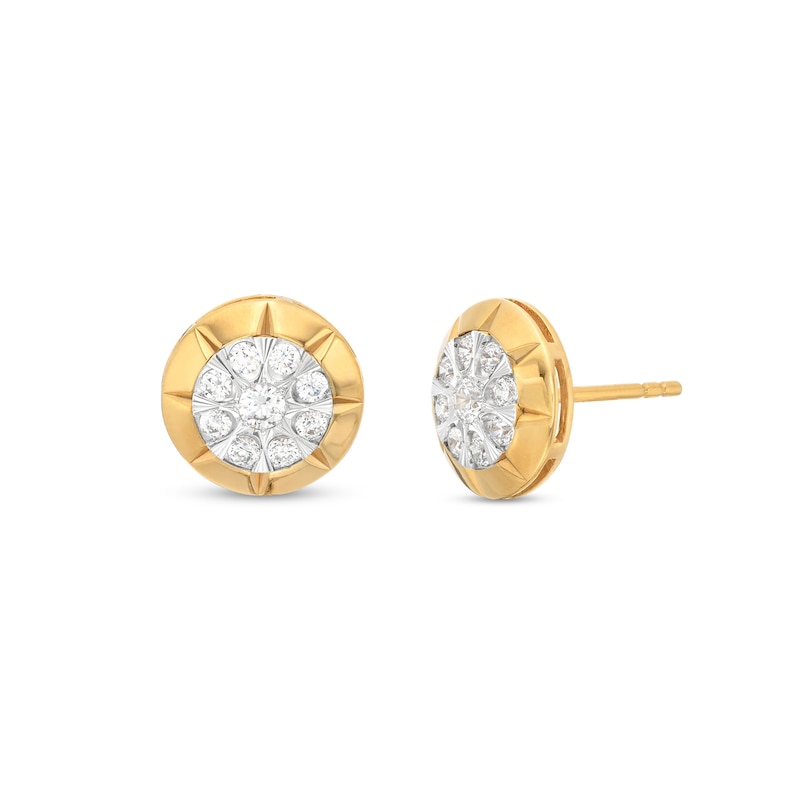 1/2 CT. T.W. Multi-Diamond Stud Earrings in 10K Two-Tone Gold