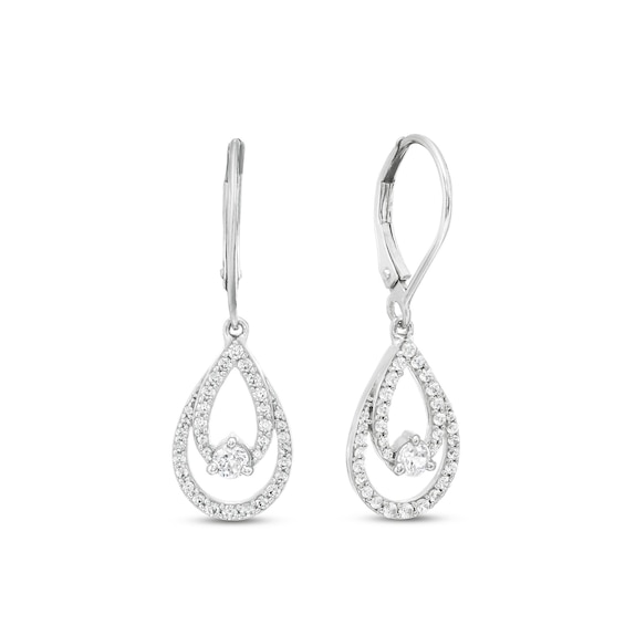 5/8 CT. T.w. Diamond Double Open Pear-Shaped Drop Earrings in 10K White Gold