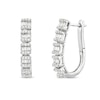 Thumbnail Image 1 of 5/8 CT. T.W. Princess-Shaped Multi-Diamond Five Stone Hoop Earrings in 10K White Gold