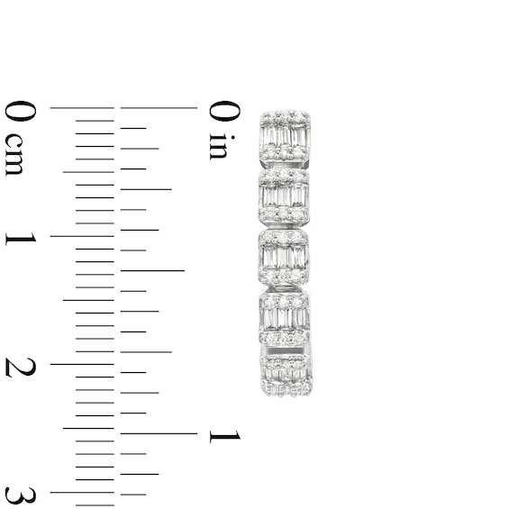 5/8 CT. T.w. Princess-Shaped Multi-Diamond Five Stone Hoop Earrings in 10K White Gold