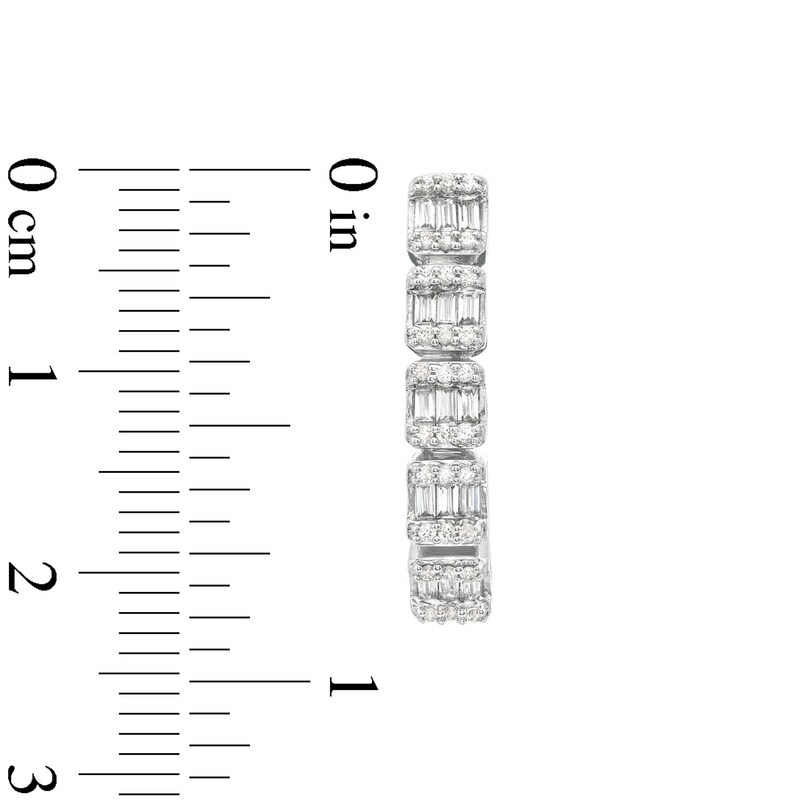 Main Image 3 of 5/8 CT. T.W. Princess-Shaped Multi-Diamond Five Stone Hoop Earrings in 10K White Gold