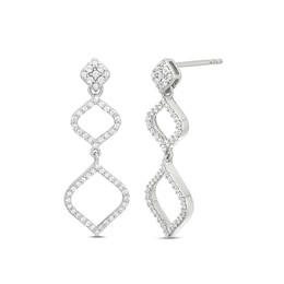 1/2 CT. T.W. Diamond Open Kite-Shaped Drop Earrings in Sterling Silver