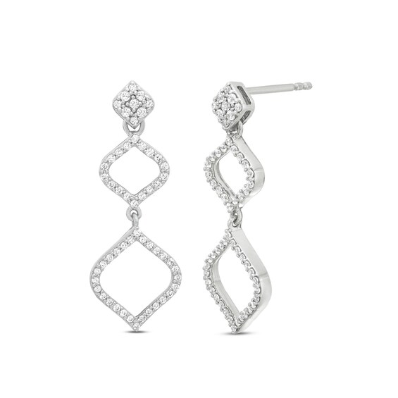 1/2 CT. T.w. Diamond Open Kite-Shaped Drop Earrings in Sterling Silver