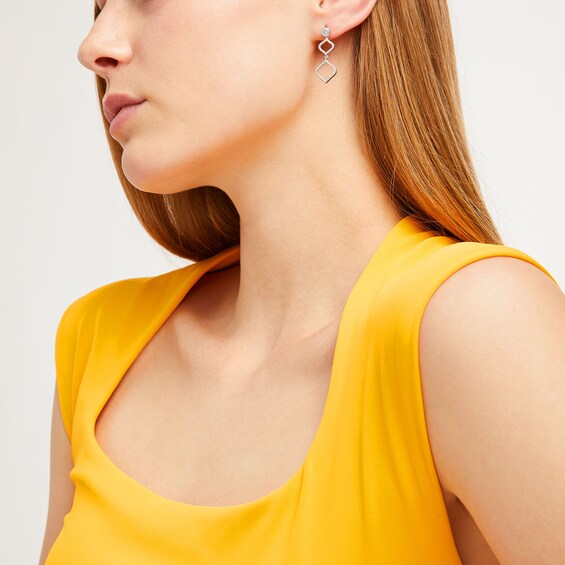 1/2 CT. T.w. Diamond Open Kite-Shaped Drop Earrings in Sterling Silver