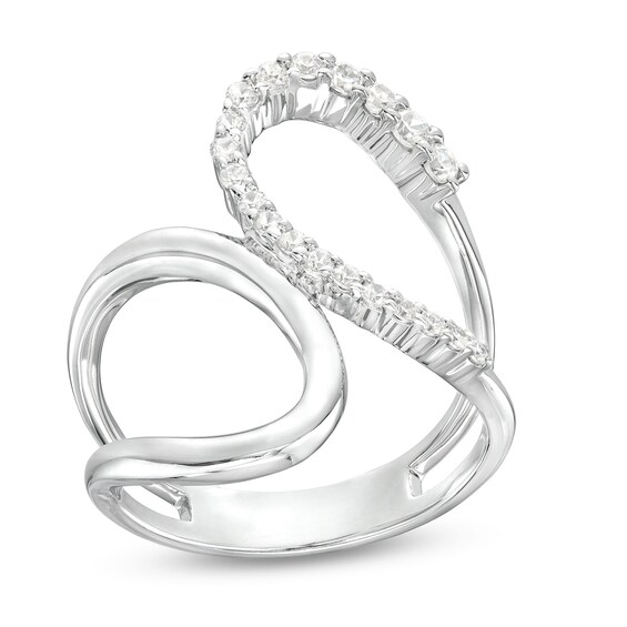 1/3 CT. T.w. Diamond Bypass Open Shank Loop Ring in Sterling Silver