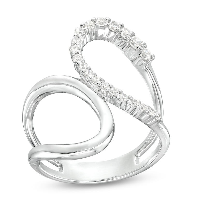 Main Image 1 of 1/3 CT. T.W. Diamond Bypass Open Shank Loop Ring in Sterling Silver
