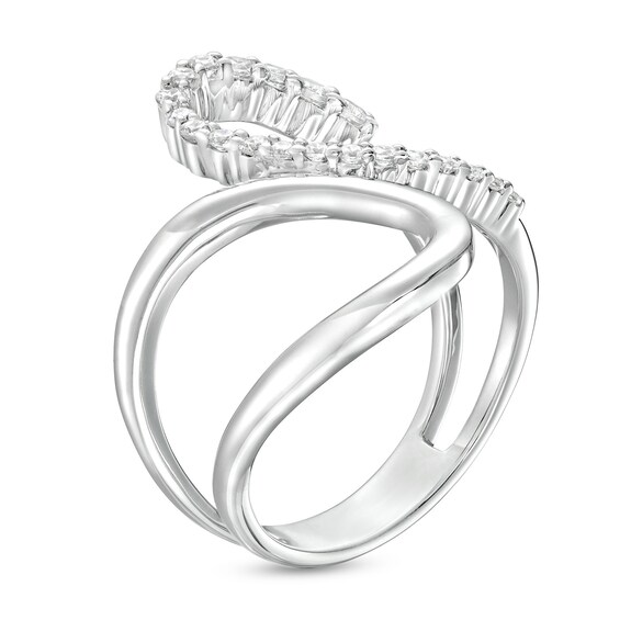 1/3 CT. T.w. Diamond Bypass Open Shank Loop Ring in Sterling Silver