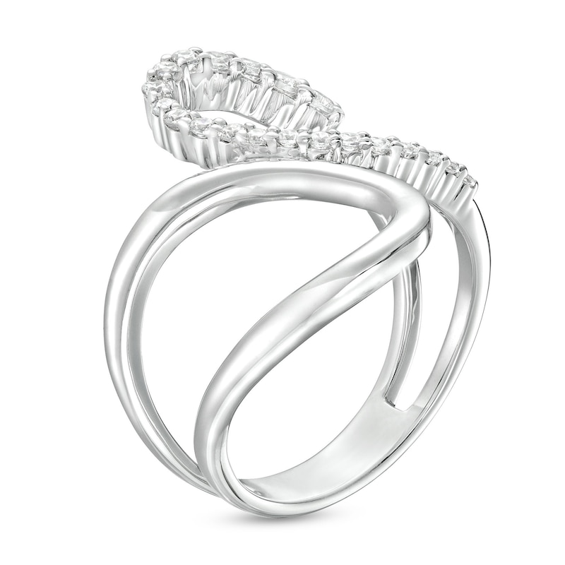 Main Image 3 of 1/3 CT. T.W. Diamond Bypass Open Shank Loop Ring in Sterling Silver