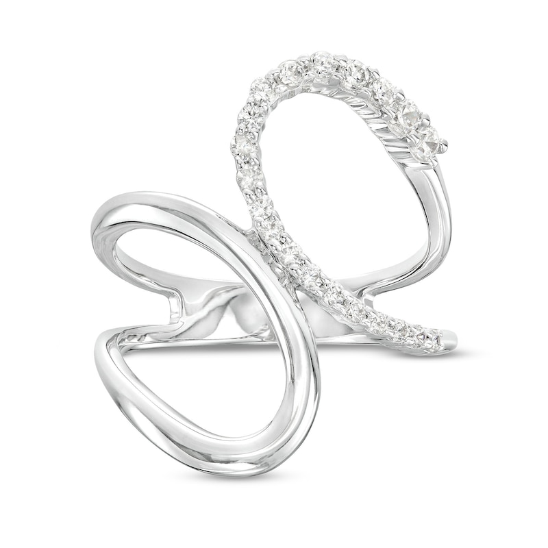 Main Image 4 of 1/3 CT. T.W. Diamond Bypass Open Shank Loop Ring in Sterling Silver