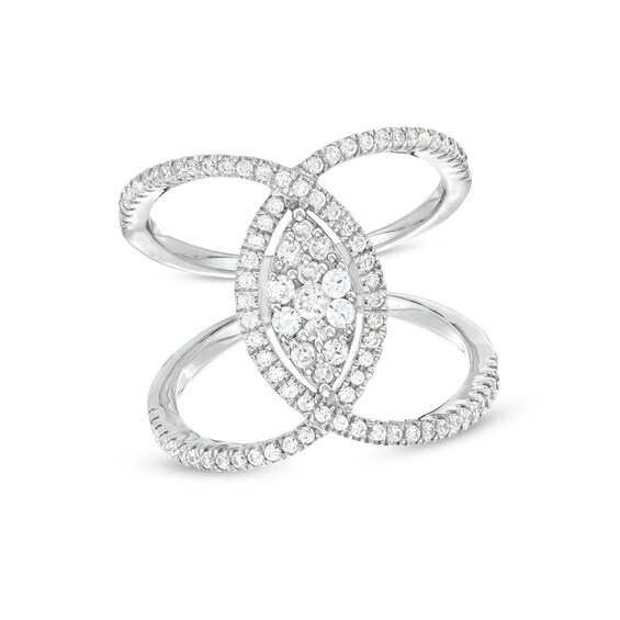 5/8 CT. T.w. Marquise-Shaped Multi-Diamond Open Shank Ring in 10K White Gold