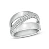 Thumbnail Image 1 of 1/4 CT. T.W. Diamond Open Shank Double Row Crossover Ring in Sterling Silver