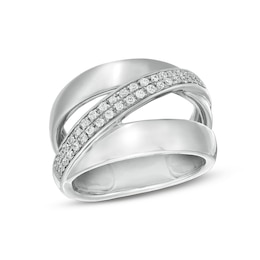 1/4 CT. T.W. Diamond Open Shank Double Row Crossover Ring in Sterling Silver