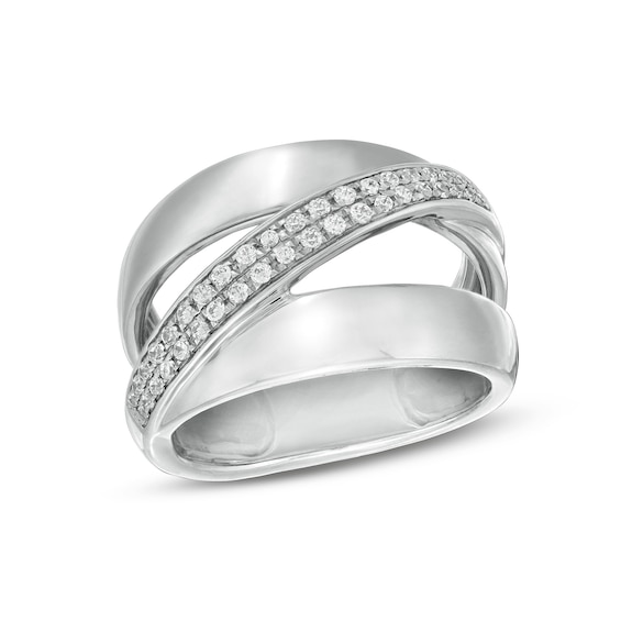 1/4 CT. T.w. Diamond Open Shank Double Row Crossover Ring in Sterling Silver