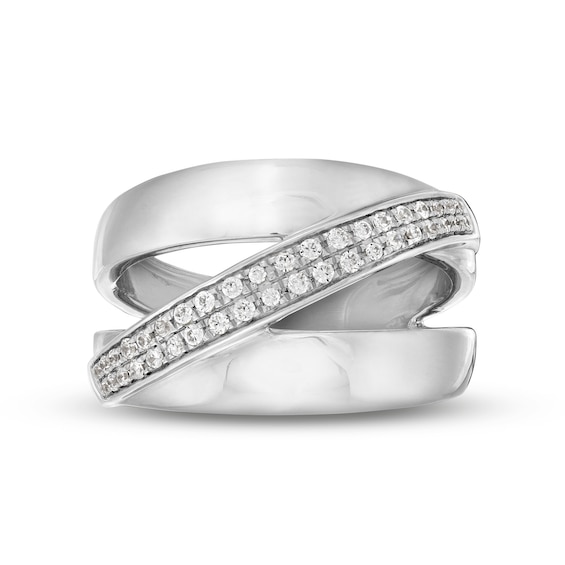 1/4 CT. T.w. Diamond Open Shank Double Row Crossover Ring in Sterling Silver
