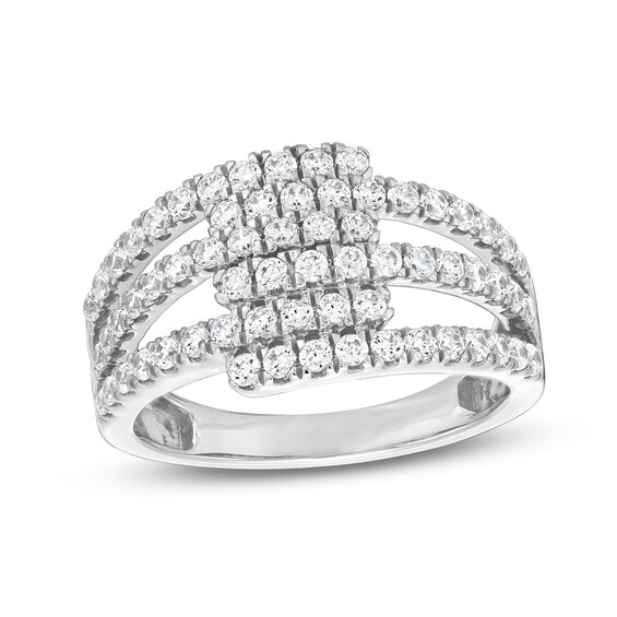 1 CT. T.w. Diamond Multi-Row Overlap Ring in 10K White Gold