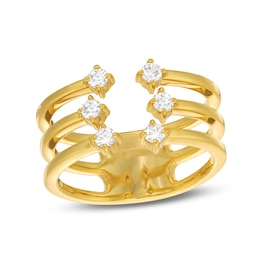 1/4 CT. T.W. Diamond Triple Row Open Shank Ring in 10K Gold