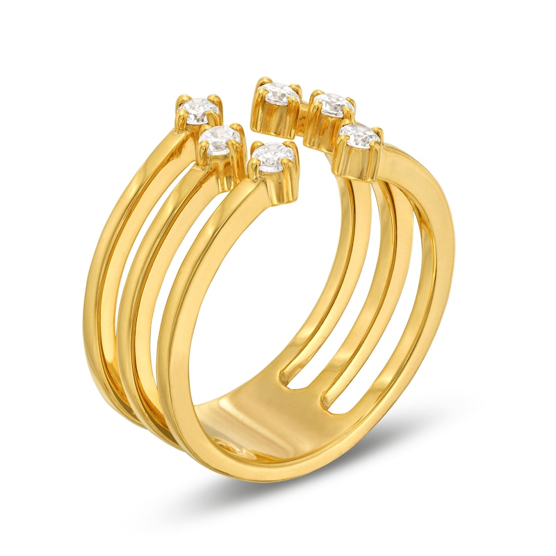 Main Image 3 of 1/4 CT. T.W. Diamond Triple Row Open Shank Ring in 10K Gold