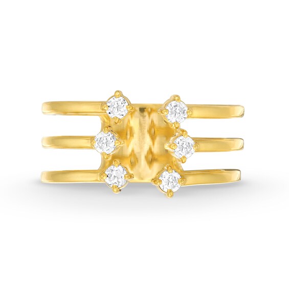 1/4 CT. T.w. Diamond Triple Row Open Shank Ring in 10K Gold