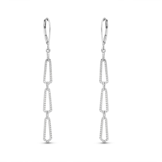 1/2 CT. T.w. Diamond Geometric Drop Earrings in 10K White Gold
