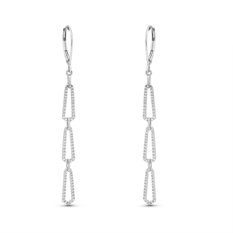 Main Image 1 of 1/2 CT. T.W. Diamond Geometric Drop Earrings in 10K White Gold