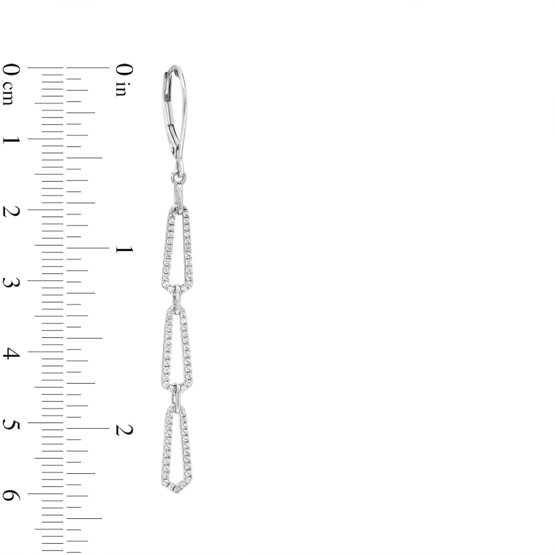 Main Image 3 of 1/2 CT. T.W. Diamond Geometric Drop Earrings in 10K White Gold