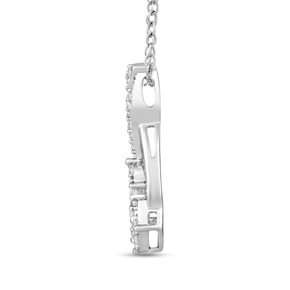 3/8 CT. T.w. Multi-Diamond Rectangle and Pear Infinity Pendant in 10K White Gold