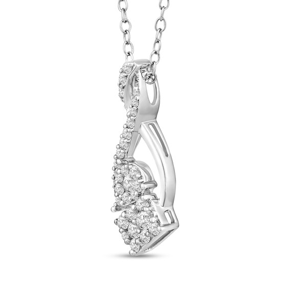 3/8 CT. T.w. Multi-Diamond Rectangle and Pear Infinity Pendant in 10K White Gold