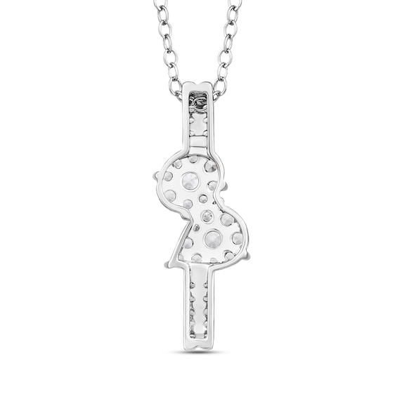 1/2 CT. T.w. Multi-Diamond Oval and Pear Linear Ribbon Pendant in 10K White Gold