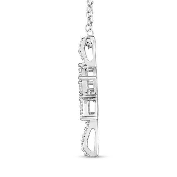 1/2 CT. T.w. Multi-Diamond Oval and Pear Linear Ribbon Pendant in 10K White Gold
