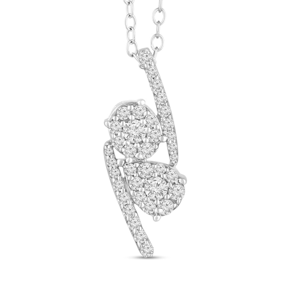 3/8 CT. T.w. Multi-Diamond Oval and Pear Pendant in 10K White Gold