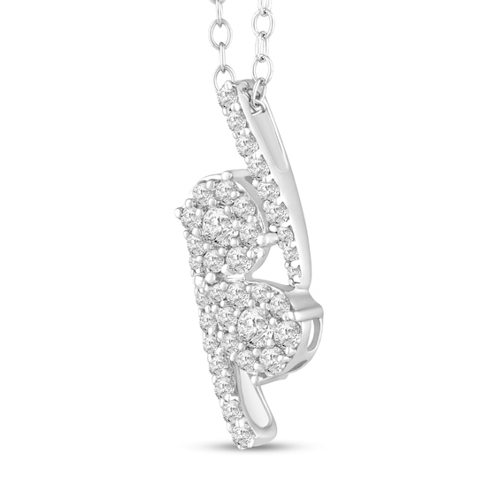 3/8 CT. T.w. Multi-Diamond Oval and Pear Pendant in 10K White Gold