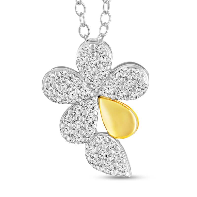Main Image 1 of 1/3 CT. T.W. Diamond Flower and Petal Pendant in 10K Two-Tone Gold