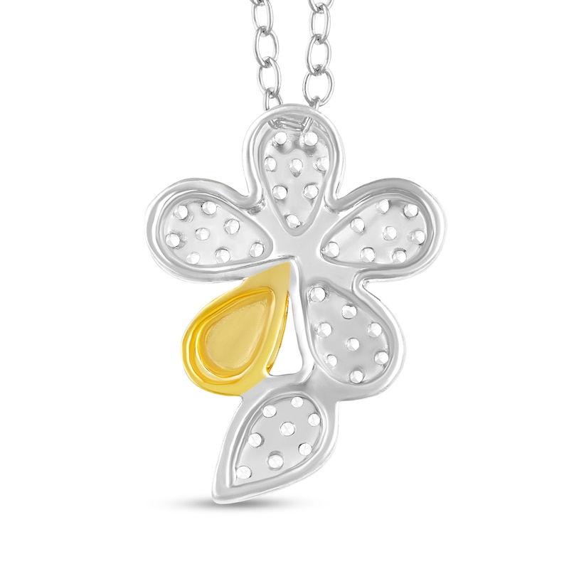 Main Image 2 of 1/3 CT. T.W. Diamond Flower and Petal Pendant in 10K Two-Tone Gold