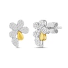 Thumbnail Image 2 of 1/3 CT. T.W. Diamond Flower and Petal Stud Earrings in 10K Two-Tone Gold