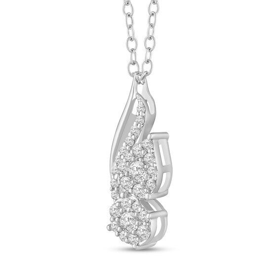 1/4 CT. T.w. Multi-Diamond Oval and Pear Flame Pendant in 10K White Gold