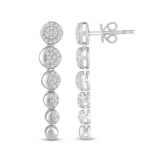 1/3 CT. T.w. Diamond Moon Stages Drop Earrings in 10K White Gold